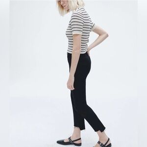 Rag & Bone Flexi Wren High Rise Raw Hem Ankle Black Denim Stretch Jean Size 27
